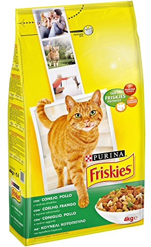 Purina Friskies foder för vuxen katt med kanin, kyckling och grönsaker, 4 påsar på 4 kg