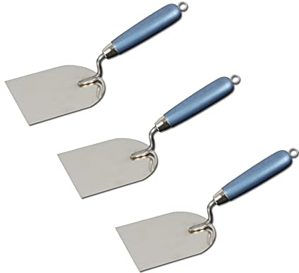 DEWEPRO Lot De 3 Spatules De Plâtrier 120mm En Acier Inoxydable Avec Manche En Bois – Spatules Pour Enduit, Plâtre Et Réparations Murales – Outils De Finition Durables Pour Artisans Et Bricoleurs