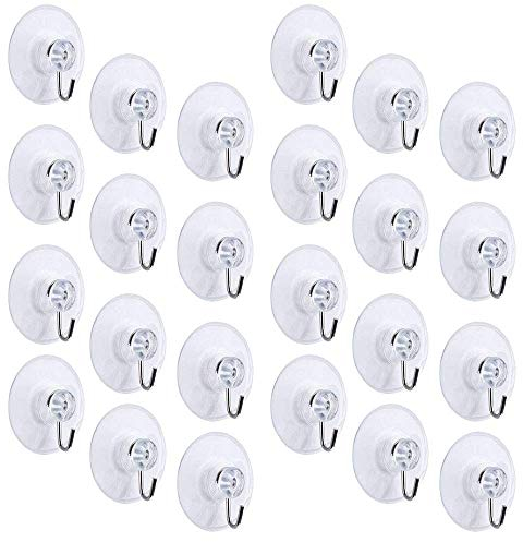 FOGAWA Ventouses Crochet 24pcs 40mm Transparent en PVC pour Salle de Bain - Accrocher Colliers, Serviette, Torchon, Déco de Noël