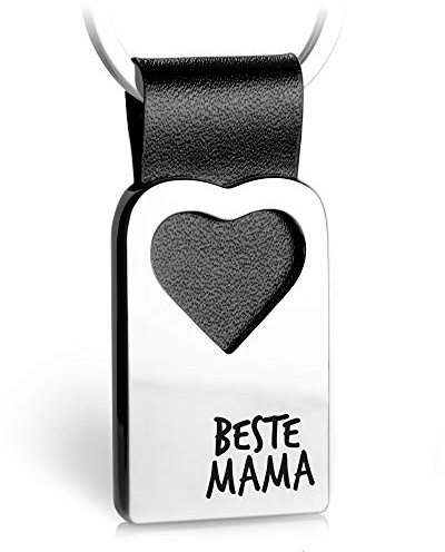 FABACH Herz Schlüsselanhänger mit Gravur aus Leder - Mama Geschenk Anhänger für Muttertag und Geburtstag - Beste Mama