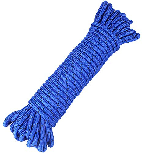 jijAcraft 8MM Royal Blue Nylon Rope: Thick Nylon Washing Line Cord 20M | Solid Binding Hanging Twisted Cord Pulley Cord, Heavy Duty Rope for Garden, Hammock, Camping Trips, Marine Rigging