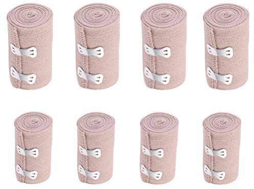 EXCEART 8 Rollen Kompression Bandagen mit Clip Verschluss Baumwolle Elastische Bandage Erstreckt Sich Kompression Verband für Sport Verstauchungen