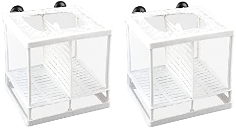 2 Stück Breeding Box, Schwimmende Laichkasten, Aquarium Fische Brutkasten, Geeignet für Aquarien, isolieren Sie Sämlinge und unterstützen Sie die Inkubation und Reproduktion(Weiß)