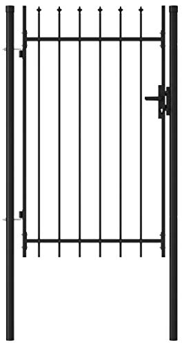 MUSEVANE Zauntor Einzelflügel mit Speerspitzen Stahl 1 x 1,5 m Schwarz