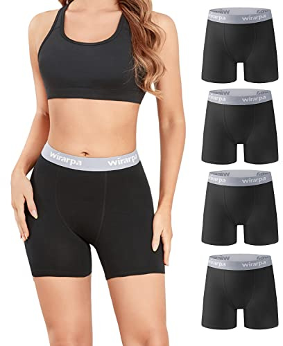Wirarpa Women's Boxer Briefs 5.5 Inseam Slip Shorts Anti Chafing Boyshort Panties for Under Dresses Leggings 4 Pack