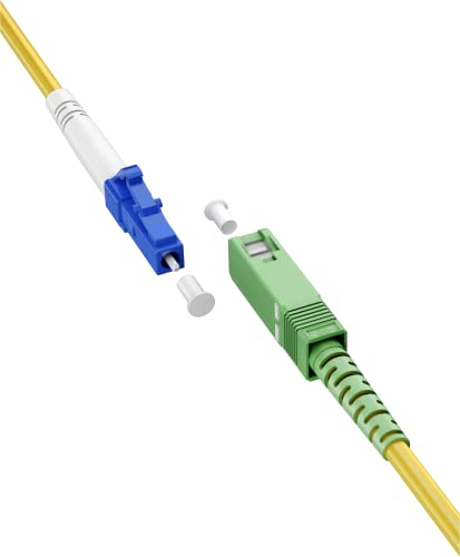 Goobay 59648 - Cavo in fibra ottica (FTTH), monomodale (OS2) Simplex/SC APC (8°) maschio a LC-UPC (8°) maschio/cavo onda luminosa, 1 metro
