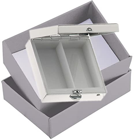 SILBERKANNE Pillendose 2 Fächer Hamburg 4x4x1,5 cm Premium Silber Plated edel versilbert in Top Verarbeitung. Mit schicker Geschenkverpackung