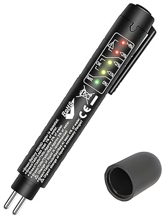 Brake Fluid Liquid Tester Pen, Auto Brake Diagnostic Testing Tool with 5 LED Indicators, Hydraulic Fluid Liquid Oil Moisture Analyzer, Car Accessories Check Engine for DOT3 DOT4 DOT 5.1 Brake Fluid