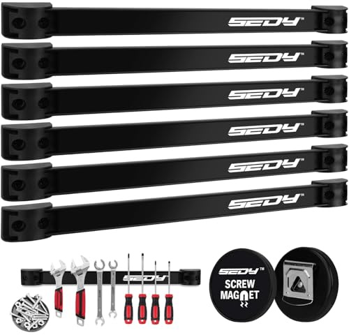 SEDY Magnetic Tool Holder Storage Organizer: 7-Piece Garage Wall Mount Rack Organization Strip Power Magnet Organizers Mounted Workbench Board Slatwall Van Hanger