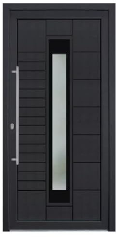 HORI Haustür Kunststoff, aluminium, Komplettset konfigurieren, Hauseingangstür Modern - Farbe: anthrazit (innen weiß) - DIN links - Modell: Stripe - 208 x 108 cm
