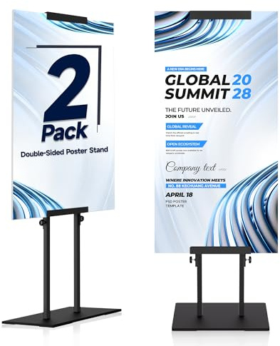 AceShow 2 Pack Poster Stand Display, Heavy-Duty Pedestal Sign Stand ,Black