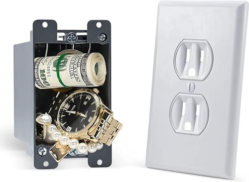 KOLIBROX Steckdose mit Schlüsselschloss, Geldversteck, Wandsteckdose, sichere Aufbewahrungslösung für Wertsachen, versteckte Box, sichert Schmuck, Wertsachen, sicherer Platz für Bargeld zu Hause