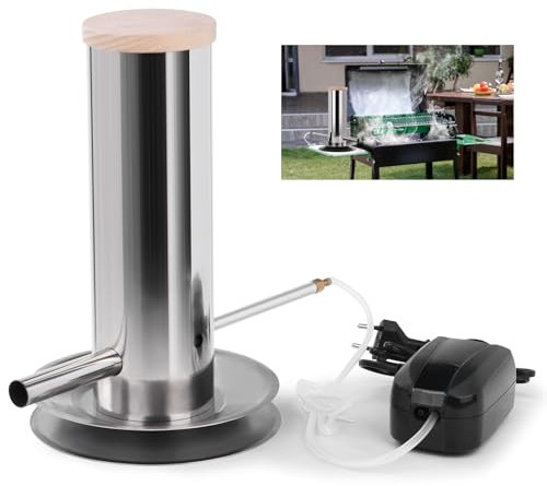 Kaltrauchgenerator aus Edelstahl, Rauchgenerator für Räucherofen Elektrisch mit Pumpe, Rauchmenge stufenlos regulierbar, Rauchgenerator zum Kalträuchern von Fisch, Fleisch, Käse, BBQ Rauch-Erzeuger