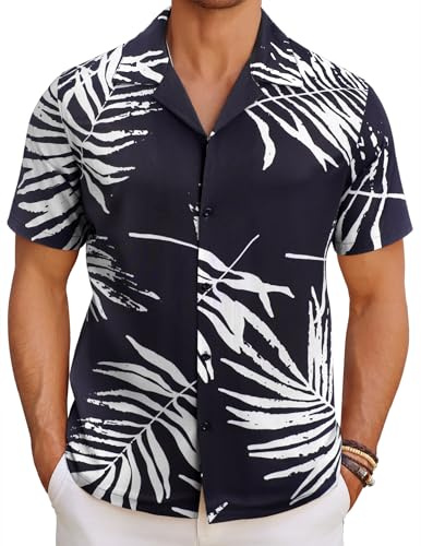 COOFANDY Camicia Hawaiana Uomo, Camicia Estiva a Maniche Corte, Funky Party Casual Camicia Fantasia Aloha