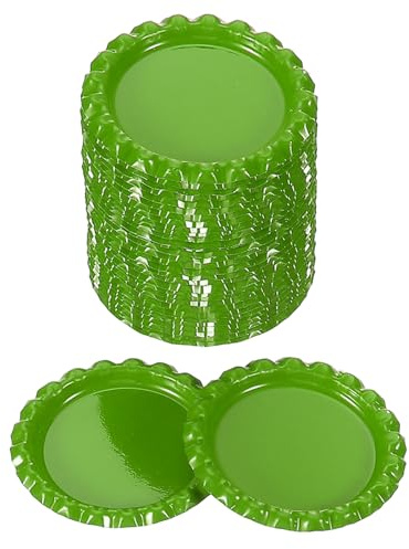 PATIKIL 100 stycken flasklock för hantverk, 2,5 cm dekorativa dubbelsidiga tryckta platta flasklock bulk för gör-det-själv-hängen klippböcker emblem, ljusgrön