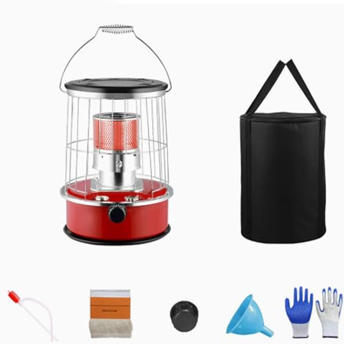 Portable Kerosene Heater Without Electricity Household Liftable Fuel Kerosene Stove High Efficiency Stove Indoor and Outdoor(Red)