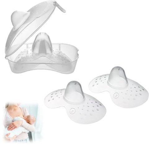 Contact Brusthütchen aus Silikon,stillhütchen l + s – Weiches, ultradünnes Design – BPA-frei – 2 Packung mit 4 Hütchen und Aufbewahrungsbox