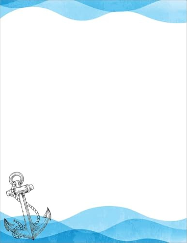 Great Papers! Stationery Letterhead, Ocean Nautical Anchor, 8.5x11, Printer Friendly, 50 Sheets (2025015)