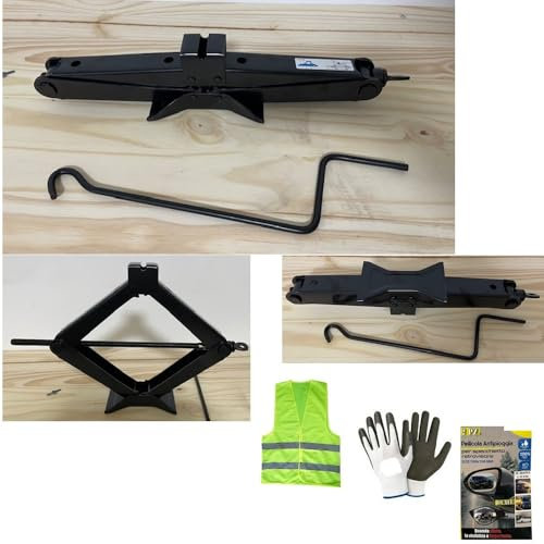 COMPATIBILE CON SUZUKI JIMNY CRIC PER AUTO DA 2 TONNELLATE CRICK A PANTOGRAFO CON ASTA GIREVOLE OMOLOGATO PER SOLLEVAMENTO GOMME ALZATA MIN 100MM-MAX 440MM