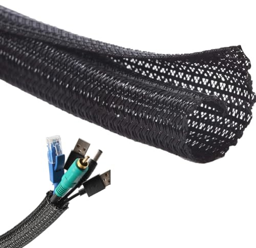 Westspark 3 Meters/9.84ft Cable Management Sleeve, Diameter 13mm Flexible Braided Cable Protector Organize Wire Tidy for TV PC Home and Office Cord