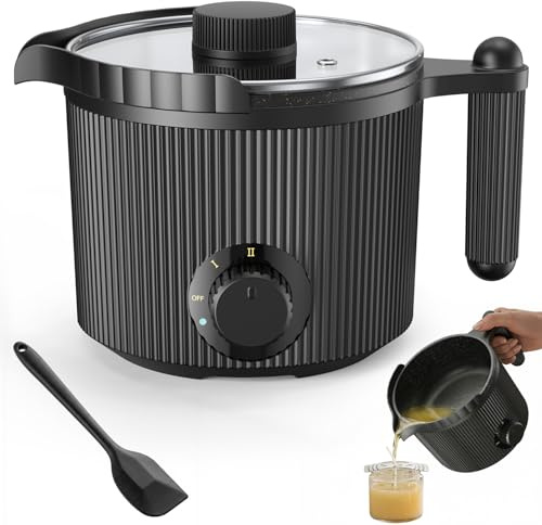 Kit elettrico per sciogliere la cera con coperchio e beccuccio, completo per principianti adulti e principianti, 1,5 l, grande capacità, doppia caldaia, per creare candele profumate e saponi fatti a