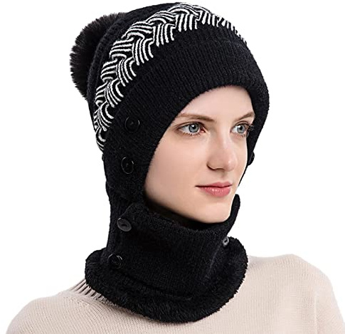 Generisk pilotmössa dam dam huva haklapp mask varm huvudbonad ridning mössor trapper mössa, svart, one size