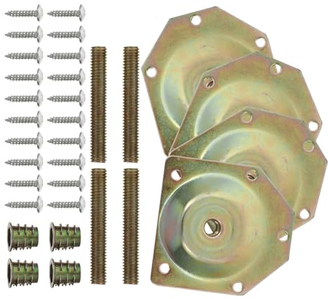 iplusmile 4pcs Furniture Leg Attachment Plates with Screws 70x67x1.2mm Zinc-plated Angled Table and Sofa Leg Connector Pads Repair Kit for Chair and Table
