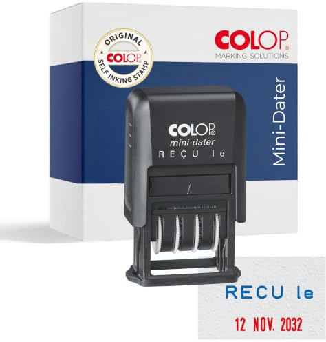 COLOP Tampon dateur REÇU le | S160/L1 | Bleu/Rouge