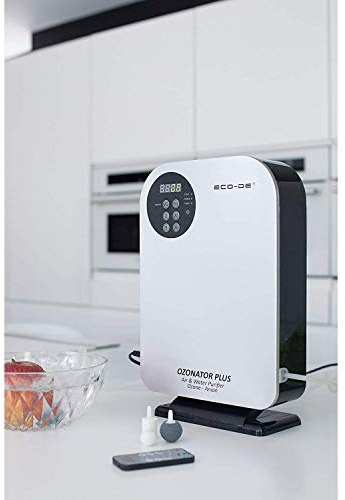 ECODE Ozonizador Purificador de Aire | Generador de Ozono Portátil Eliminador y Absorbe de Olores Humedad, Humo, Baño, Mascotas y Cualquier Olor Agua y Alimentos con Mando Distancia y Programable