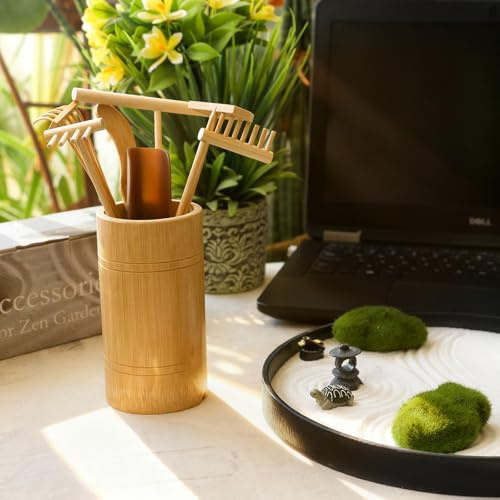 Mini Japanese Zen Garden Accessories Kit Bamboo Zen Rake Tools Sets