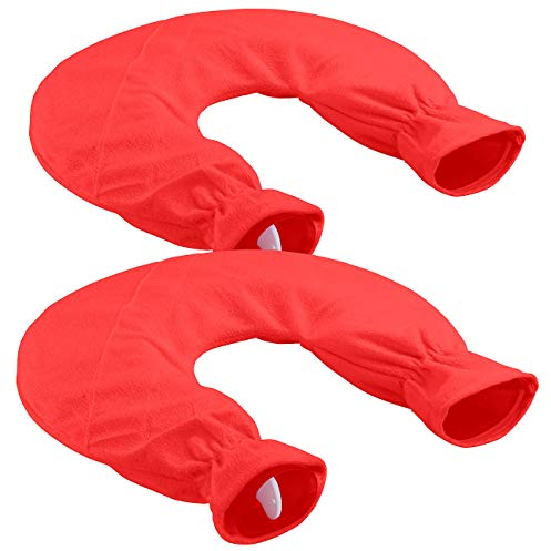 infactory Nackenkissen Wärmflasche: 2er-Set Nacken-Wärmflaschen mit abnehmbarem Fleece-Bezug, 2,5 L (Nackenhörnchen Wärmflasche, Hals, nackenwarmflasche)