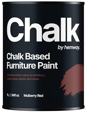Hemway - Chalk Based Furniture Paint - Mulberry Red 1 L | Chalky Matt Shabby Chic Finish for Interior & Exterior Home Decor | Quick Dry & All-in-one