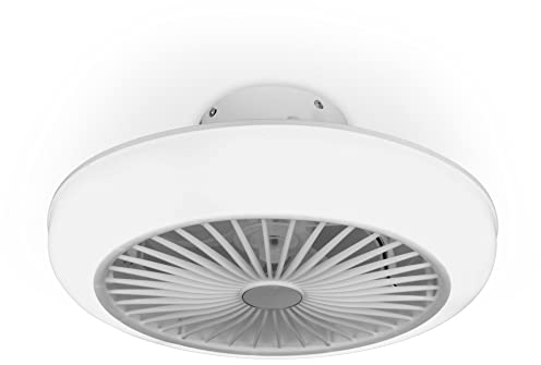 Noaton Deckenventilator mit Beleuchtung 11045W Polaris, Weiß, LED Dimmbar 41W, 3 Farbtemperaturen, Fernbedienung, Timer, Luftdurchsatz bis zu 60 m3/min, für Wohnzimmer Schlafzimmer, Durchmesser 45 cm