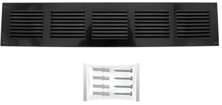 H&C VENT Grille Aeration Noir 500x100mm avec Moustiquaire │ Evacuation Caches Tuyau Ventilateur │ d'Extraction Ventialtion │ Exterieur Interieur │ Gaine Cache Extracteur d'air VMC │ Climatiseur Seche