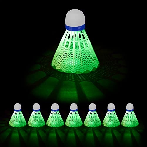 Relaxdays 24 x Federball Leuchtend, LED Badmintonbälle, HxD: 8,5 x 6,5 cm, Leucht-Federball für in- & Outdoor, Federballset, weiß