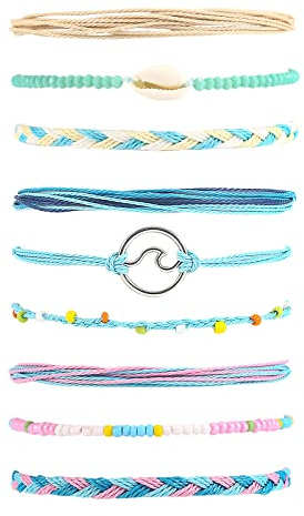 GFLPO Surfer Wave Bracelets for Teen Girls Summer Beach Bracelets Handmade Braided Rope Friendship Bracelets Boho Adjustable Waterproof Bracelets for Women Beach Jewelry for Women