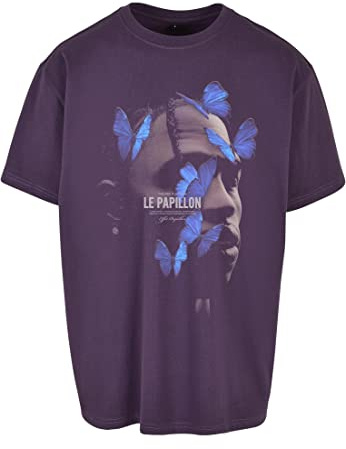 Mister Tee Le Papillon Oversize Tee, T-shirt, Uomo, Viola (Purplenight), M