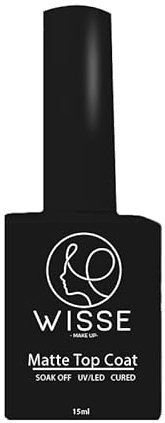 Wisse MAke Up Nail Gel Polish Matte Top Coat UV/LED Soak-Off Nail Art Manicure Pedicure for Salon & Home Use - Lasts up to 2 Weeks, Easy to Apply, No Chips, Durable & Safe, 15ml
