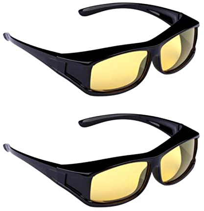 HAC24 2er Set Auto Kfz Nachtfahrbrille Polarisiert Nachtsichtbrille Kontrastbrille Nachtsicht Überziehbrille Kontrast Brille