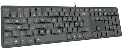 B.FRIENDIT Slim USB Wired Keyboard, Soft Touch and Quiet Key for PC, Laptop and Computer, Full Size QWERTY UK Layout - Black