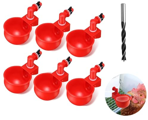 Hühnertränke Automatische,6 Stücke Geflügeltränke Hühnerwasserspender DIY mit Bohrer für Vogel Wachtel Taube Huhn Automatic Poultry Drinkers