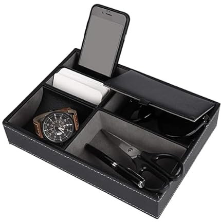 GIRAFEDA Vassoio in pelle per comodino, organizer per scrivania o cassettiera,