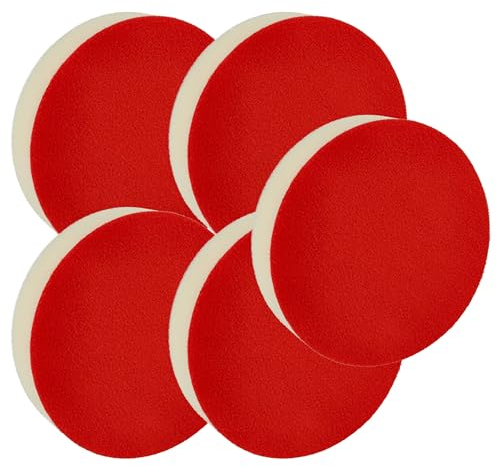vhbw 5X Polierscheibe, Polierschwamm kompatibel mit Metabo Exzenter- & Schwingschleifer - 13 cm Arbeitsdurchmesser, 14 g, weiß, rot