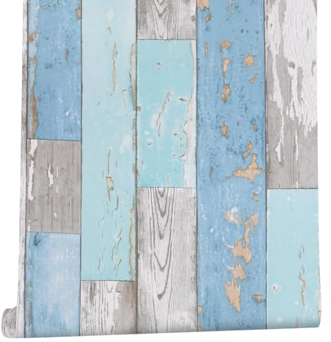 Arthome - Carta da parati con pellicola adesiva e pellicola adesiva grigia, 44 x 300 cm, effetto legno naturale, rustica, autoadesiva, rimovibile, impermeabile, in vinile, per mobili
