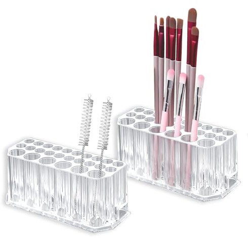LELE LIFE Lot de 2 supports de rangement à 26 emplacements pour pinceaux de maquillage, cosmétiques, sourcils, crayons à lèvres, crayons et crayons de bureau