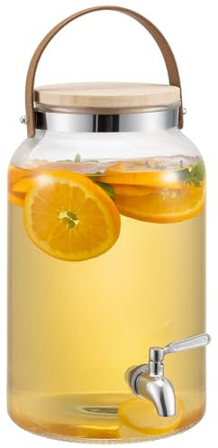 Navaris Wasserspender - 5,6L Getränkespender - Getränkespender Zapfhahn und Deckel - Wasser Spender Drink Dispenser - Saftspender - Getränkespender Glas mit Zapfhahn