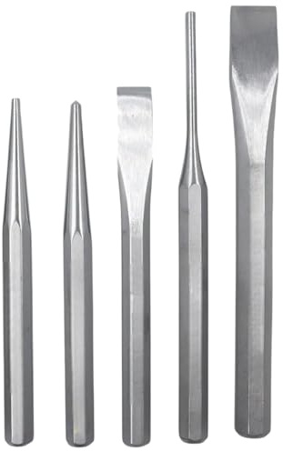 Set Scalpelli e Punzoni 5 pz. Punteruoli, Cacciaspine, Cacciachiodi per meccanico e muratore, in acciaio inossidabile Scalpelli Meccanico Muratore, Cacciachiodi e Cacciaspine, Bulino. 2385633