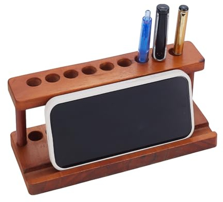 HOBBIESAY Soporte para lápices de madera de 9 agujeros, 20 cm, soporte de exhibición de bolígrafos de madera de madera, organizador de bolígrafos de escritorio, soportes para bolígrafos estilográficos