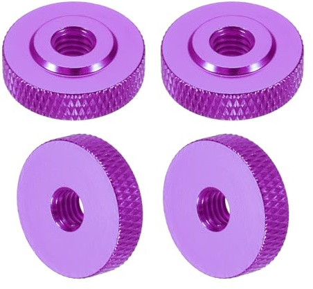 sourcing map 4 dadi zigrinati a testa zigrinata, M6 x 20 mm x 6 mm, in alluminio, con foro passante femmina, per parti di stampante 3D, macchine, fai da te, viola