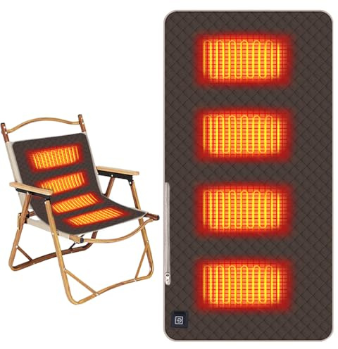 KUWUNG Cojín de asiento calefactable, 45 x 90 cm, cojín calefactable con 3 niveles de calor, cojín portátil con 4 zonas de calefacción, cojín de asiento térmico USB para estadio, camping, exterior e